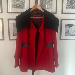 Black Rivet Double Breasted Wool Coat Size Medium